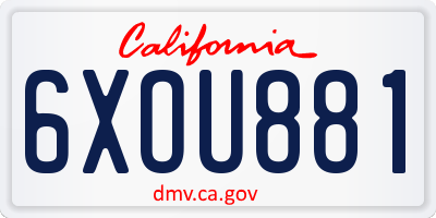 CA license plate 6XOU881