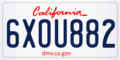 CA license plate 6XOU882