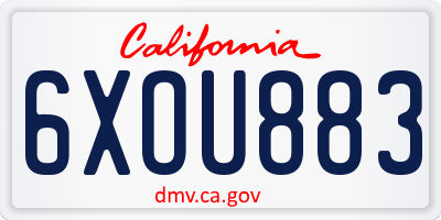 CA license plate 6XOU883
