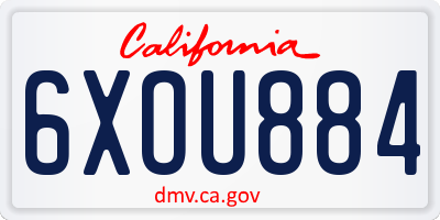 CA license plate 6XOU884