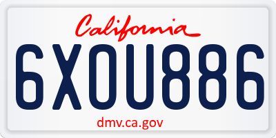 CA license plate 6XOU886