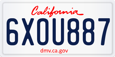 CA license plate 6XOU887