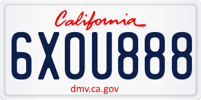 CA license plate 6XOU888