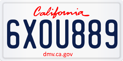 CA license plate 6XOU889