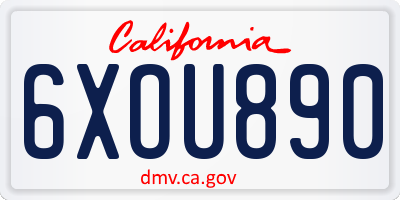 CA license plate 6XOU890