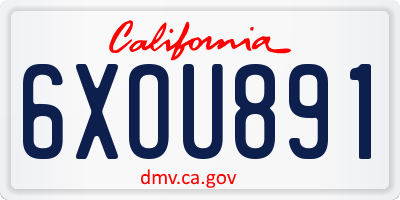 CA license plate 6XOU891