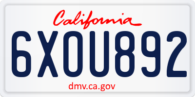 CA license plate 6XOU892