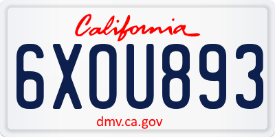 CA license plate 6XOU893
