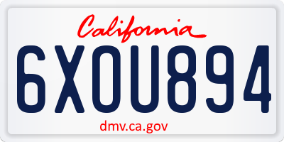 CA license plate 6XOU894