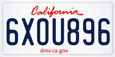 CA license plate 6XOU896