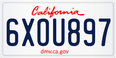 CA license plate 6XOU897