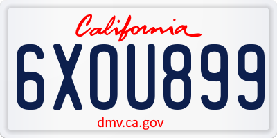 CA license plate 6XOU899