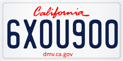 CA license plate 6XOU900