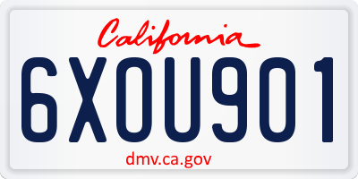 CA license plate 6XOU901