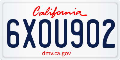 CA license plate 6XOU902