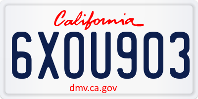 CA license plate 6XOU903