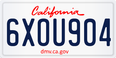 CA license plate 6XOU904