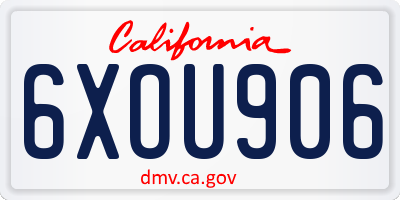 CA license plate 6XOU906