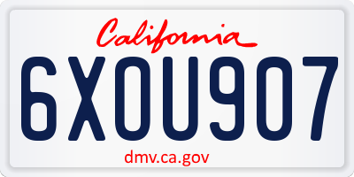 CA license plate 6XOU907