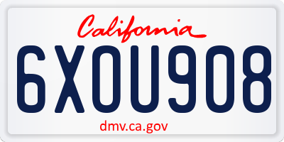 CA license plate 6XOU908