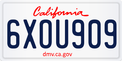 CA license plate 6XOU909