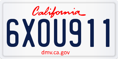 CA license plate 6XOU911