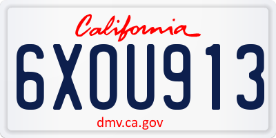 CA license plate 6XOU913