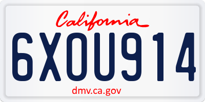 CA license plate 6XOU914