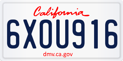 CA license plate 6XOU916