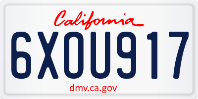 CA license plate 6XOU917