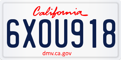 CA license plate 6XOU918