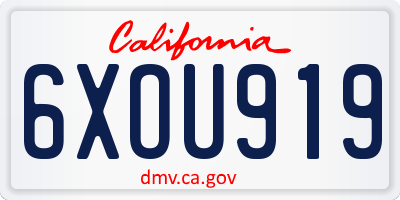 CA license plate 6XOU919