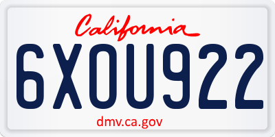 CA license plate 6XOU922
