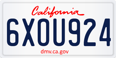 CA license plate 6XOU924