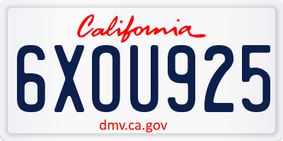 CA license plate 6XOU925
