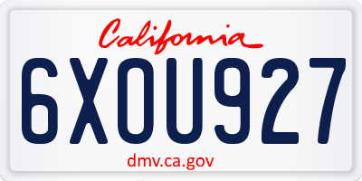 CA license plate 6XOU927