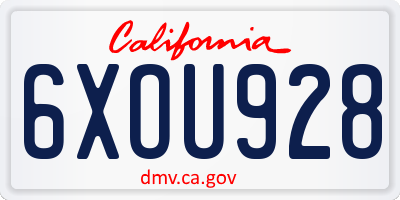 CA license plate 6XOU928