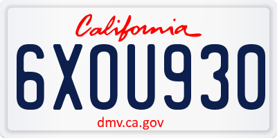 CA license plate 6XOU930