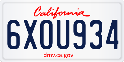 CA license plate 6XOU934