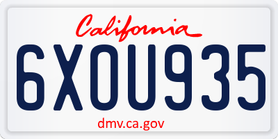 CA license plate 6XOU935