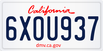 CA license plate 6XOU937
