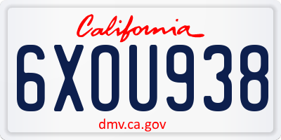 CA license plate 6XOU938
