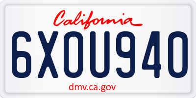 CA license plate 6XOU940