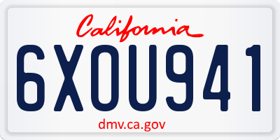 CA license plate 6XOU941