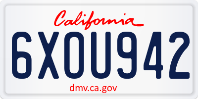 CA license plate 6XOU942