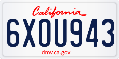 CA license plate 6XOU943