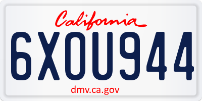 CA license plate 6XOU944