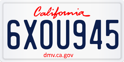 CA license plate 6XOU945