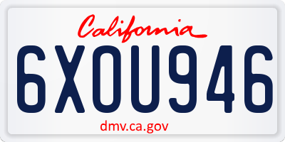 CA license plate 6XOU946