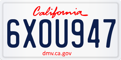 CA license plate 6XOU947